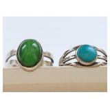 Set of 4 .800 Mexican Silver Rings with Gemstone Inlays