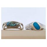 Set of 4 .800 Mexican Silver Rings with Gemstone Inlays