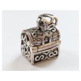 Sterling Silver Treasure Chest Pendant Charm, 4.55 grams