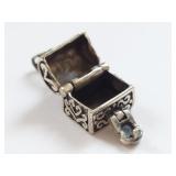 Sterling Silver Treasure Chest Pendant Charm, 4.55 grams