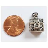 Sterling Silver Treasure Chest Pendant Charm, 4.55 grams