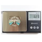 Zuni Sterling Silver Butterfly Brooch/Pendant with Opal Inlay