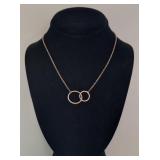 Sterling Silver Necklace with Interlocking Rings - 16", 5.55g