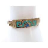 Vintage Alpaca Mexico Bracelet with Inlay Design