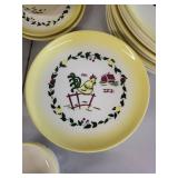 Vintage Farmhouse Dinnerware Set with Rooster and Barn Motif - 22 Pieces