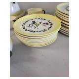 Vintage Farmhouse Dinnerware Set with Rooster and Barn Motif - 22 Pieces