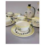 Vintage Farmhouse Dinnerware Set with Rooster and Barn Motif - 22 Pieces