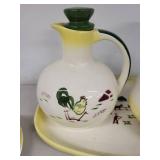 Vintage Farmhouse Dinnerware Set with Rooster and Barn Motif - 22 Pieces