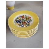 American Limoges Triumph Bermuda-T Dinnerware Set with Yellow Floral Pattern