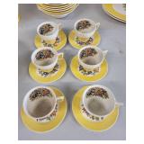 American Limoges Triumph Bermuda-T Dinnerware Set with Yellow Floral Pattern