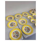 American Limoges Triumph Bermuda-T Dinnerware Set with Yellow Floral Pattern