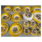American Limoges Triumph Bermuda-T Dinnerware Set with Yellow Floral Pattern