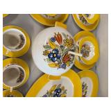 American Limoges Triumph Bermuda-T Dinnerware Set with Yellow Floral Pattern