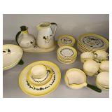 Vintage Farmhouse Dinnerware Set with Rooster and Barn Motif - 22 Pieces