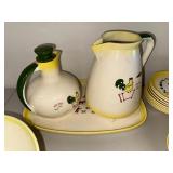 Vintage Farmhouse Dinnerware Set with Rooster and Barn Motif - 22 Pieces
