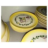 Vintage Farmhouse Dinnerware Set with Rooster and Barn Motif - 22 Pieces