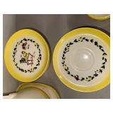 Vintage Farmhouse Dinnerware Set with Rooster and Barn Motif - 22 Pieces