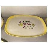 Vintage Farmhouse Dinnerware Set with Rooster and Barn Motif - 22 Pieces