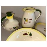 Vintage Farmhouse Dinnerware Set with Rooster and Barn Motif - 22 Pieces