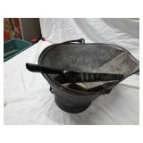 Vintage Coal Scuttle with Scoop - Rustic Home Decor
