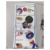 Collection of Patriotic Lapel Pins and God Bless America Stickers
