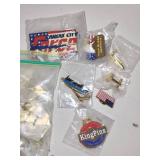 Collection of Patriotic Lapel Pins and God Bless America Stickers