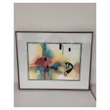 Framed Watercolor Artwork by Betty DaBman Featuring Kokopelli Motif
