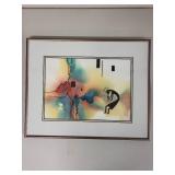 Framed Watercolor Artwork by Betty DaBman Featuring Kokopelli Motif