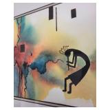 Framed Watercolor Artwork by Betty DaBman Featuring Kokopelli Motif