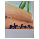 Framed Original Artwork Beach Scene Woman in Bikini Signed 20x16