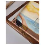Framed Original Artwork Beach Scene Woman in Bikini Signed 20x16