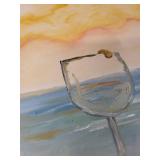 Framed Original Artwork Beach Scene Woman in Bikini Signed 20x16