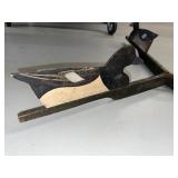 Vintage Wooden Tri-Fold Duck Decoy with String Mechanism