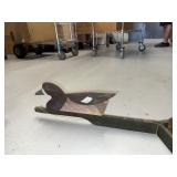 Vintage Wooden Tri-Fold Duck Decoy with String Mechanism