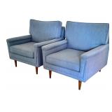LR - Pair of Mid Century Style Custom Upholstered Lounge Chairs