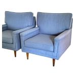 LR - Pair of Mid Century Style Custom Upholstered Lounge Chairs