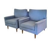 LR - Pair of Mid Century Style Custom Upholstered Lounge Chairs