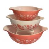 K - Vintage Pyrex Gooseberry Cinderella Nesting Mixing Bowl Set