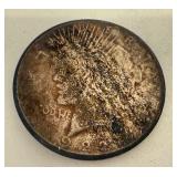 1922 Peace Silver Dollar Coin - Heavily Toned