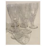 Set of 8 Vintage Etched Crystal Wine Glasses