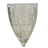 Set of 8 Vintage Etched Crystal Wine Glasses