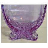 LR - Vintage Tiffin Twilight Optic Dichroic Neodymium Vase with Manzoni Feet