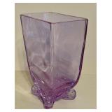 LR - Vintage Tiffin Twilight Optic Dichroic Neodymium Vase with Manzoni Feet