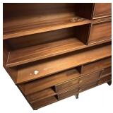 Mid-Century Wooden Shelf Unit with Sliding Doors