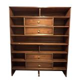 Mid-Century Wooden Shelf Unit with Sliding Doors