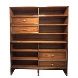 Mid-Century Wooden Shelf Unit with Sliding Doors