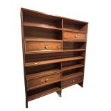 Mid-Century Wooden Shelf Unit with Sliding Doors