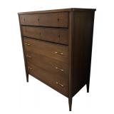 Vintage Mid Century Modern Broyhill Premier Division Tall Dresser with Brass Pulls