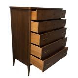Vintage Mid Century Modern Broyhill Premier Division Tall Dresser with Brass Pulls