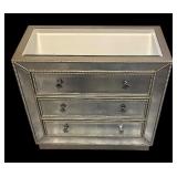 Mirrored Three Drawer Dresser with Decorative Beading